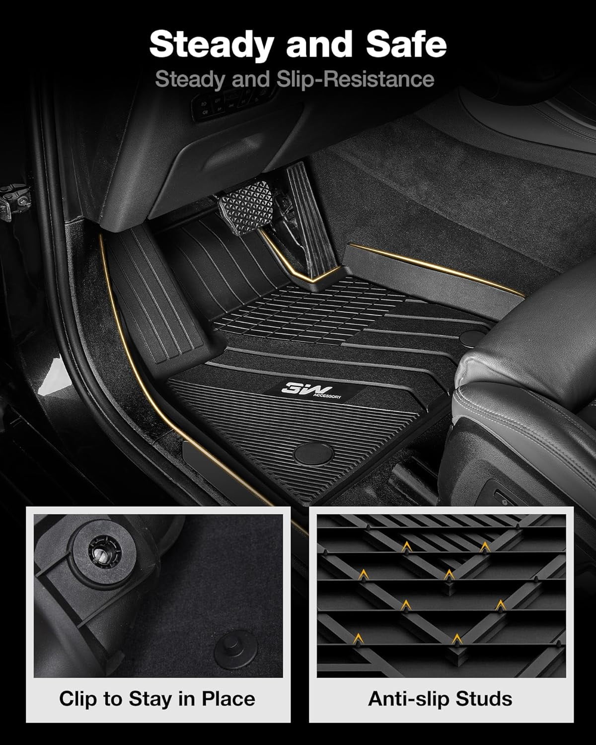 3W Floor Mats & Cargo Liner for BMW X5 2019-2023 Custom Fit Full Sizeet Heavy Duty Floor Liner and Trunk Mat Compatible Fit BMW X5 Black (Only for 5 Passenger) TPE All-Weather