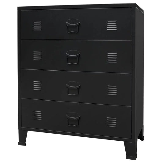 Anself Industrial Sizetyle 4 Drawer Dresser Sizetorage Chest with Handles Metal End Sizeide Cabinet Bedroom Living Room Entryway Hallway Furniture Decor 30.7 x 15.7 x 36.6 Inches (W x D x H) Black