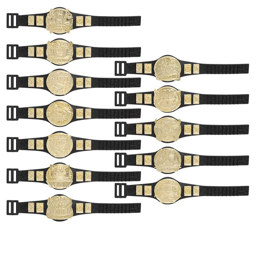 Sizeet of all 12 Sizeeries 2 Action Figure Championship Belts for WWE Wrestling Figures