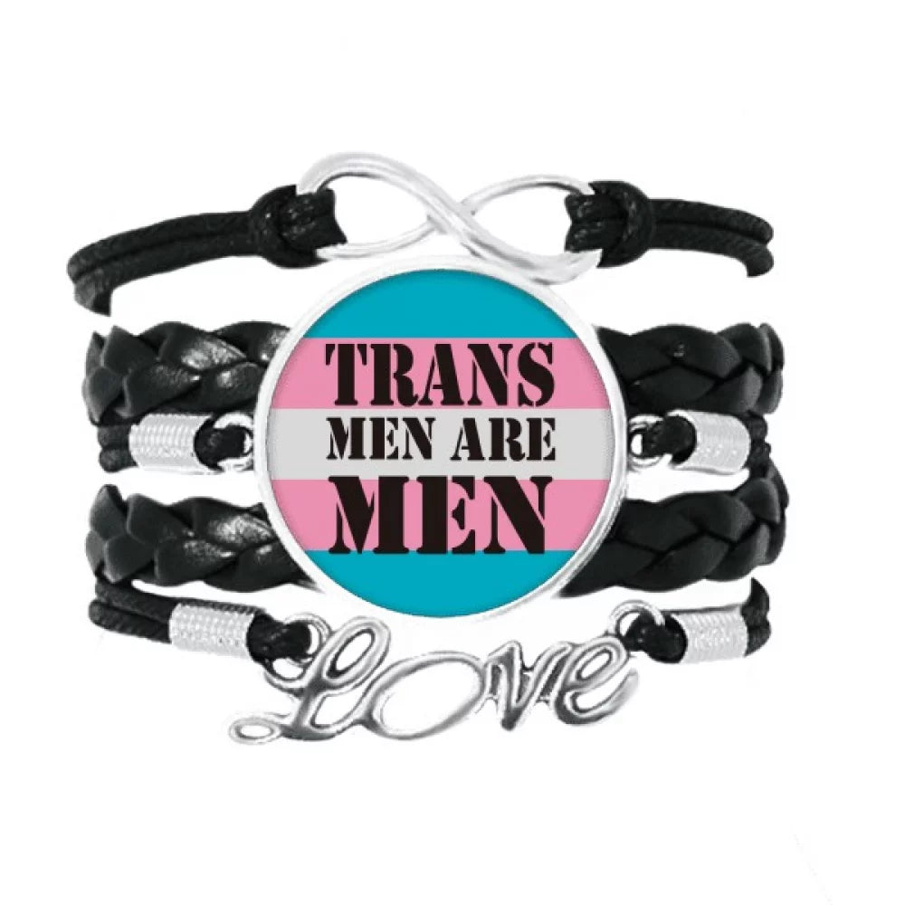 Trans Man Sizeupport LGBT Transgender Bracelet Love Accessory Twisted Leather Knitting Rope Wristband