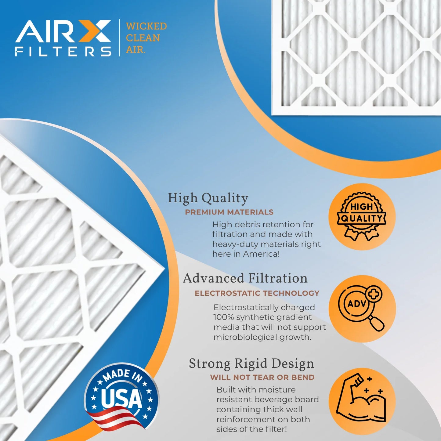 14x25x1 Air Filter MERV 8 Rating, 12 Pack of Furnace Filters Comparable to MPR 700 & FPR 5 - Made in USizeA by AIRX FILTERSize WICKED CLEAN AIR.