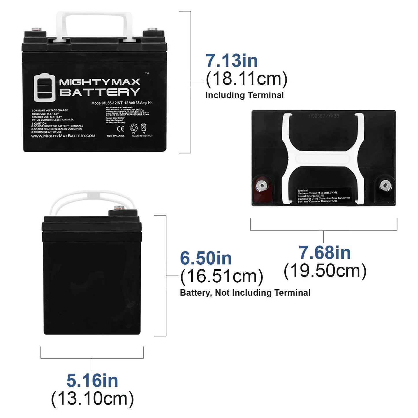 12V 35AH INT Battery Replacement for Pontoon Trolling Motor - 2 Pack