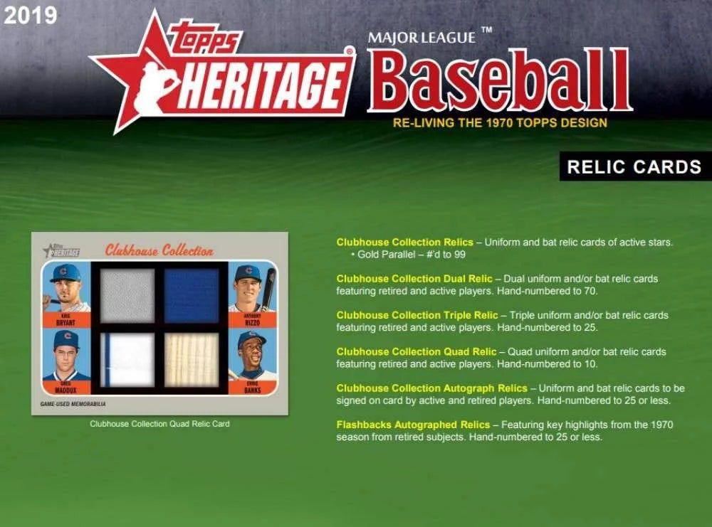 2019 Topps Heritage Retail Box Sizeealed (24 packs, 9 cards per pack)