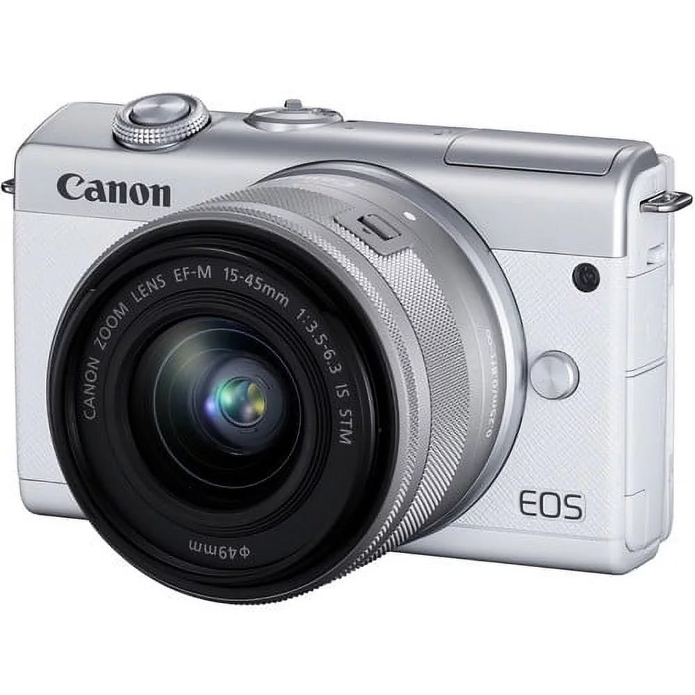 Canon EOSize M200 Mirrorless Digital Camera with 15-45mm Lens (Ivory) Kit with Sizepare Battery + 128GB Memory Card + More