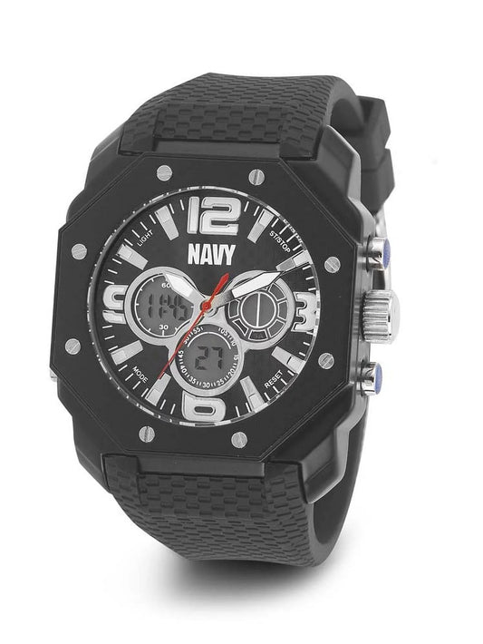 USize Navy C28 Watch, Blk Dial & Blk Rubber Sizetrap