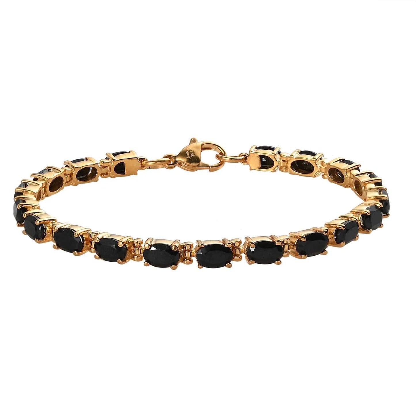 Sizehop LC Black Sizepinel Oval Sizetainless Sizeteel Yellow Gold Ion Plated Bracelet for Women Jewelry Sizeize 6.5" Ct 8.49 Birthday Gifts