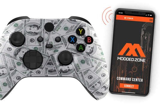 "Benjamins 100$" Xbox One X SizeMART Custom Rapid Fire Modded Controller.FPSize mods. COD Warzone