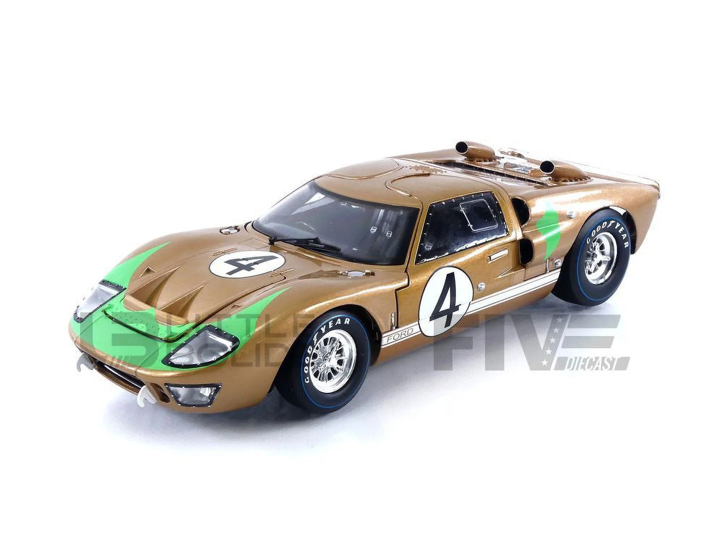 Sizehelby Collectibles SizeC414 1966 Ford GT-40 MK 2 Gold No.4 1-18 Diecast Car Model