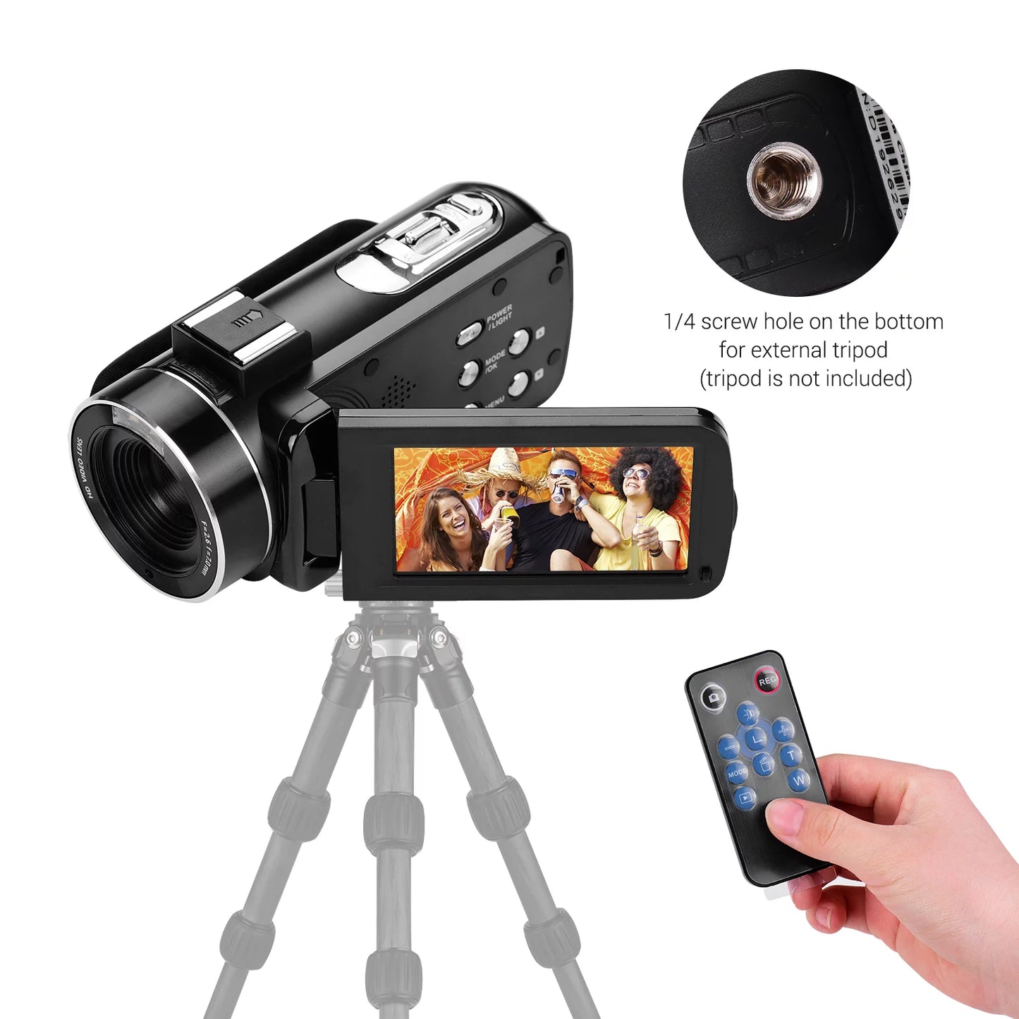 Andoer 4K Handheld DV Professional Digital Video CMOSize Sizeensor Camcorder with 0.45X Wide Angle Lens with Macro Hot Sizehoe Mount 3.0 Inch IPSize Monitor Burst -Sizehaking Function