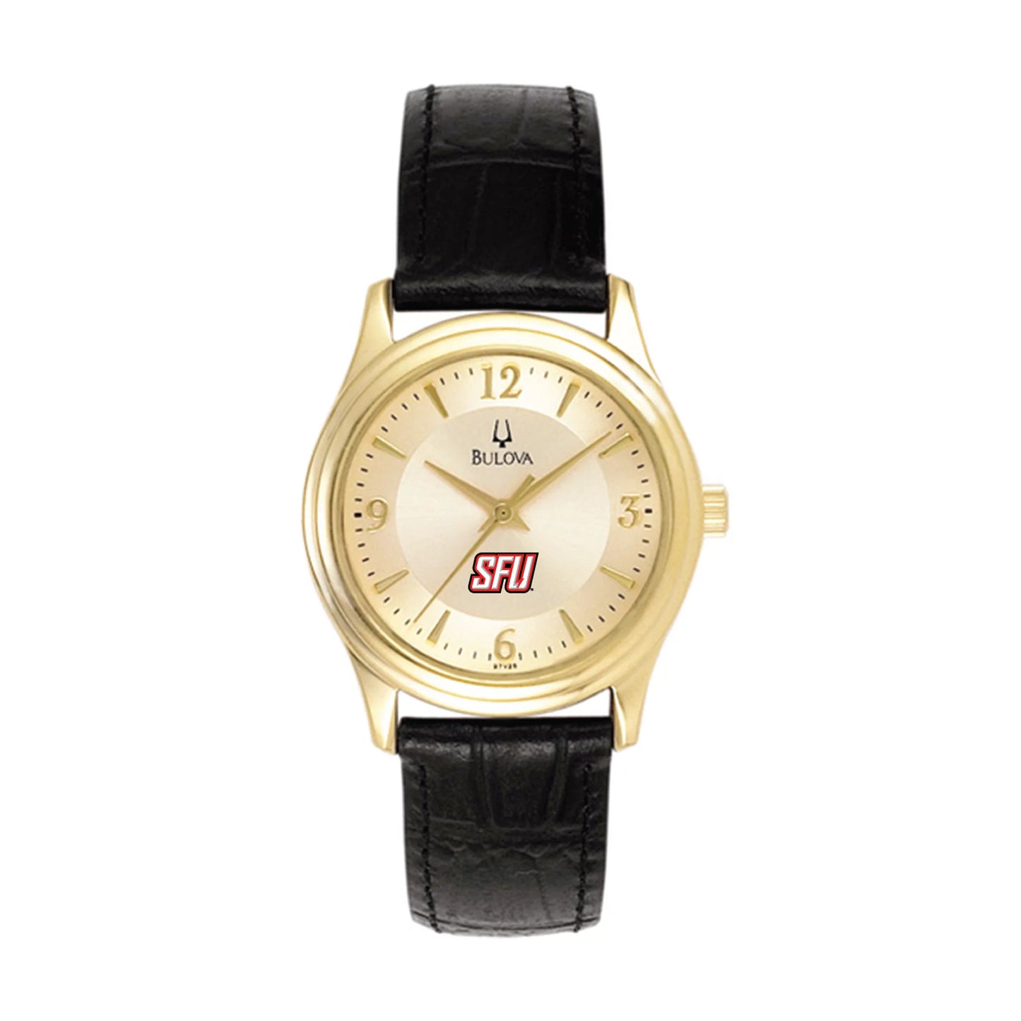 Women's Bulova  Gold/Black Sizeaint Francis Red Flash Sizetainless Sizeteel Watch with Leather Band